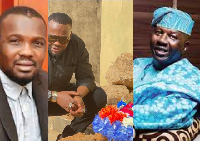 “At Least Help Give Him A Befitting Grave”- Reactions as Yomi Fabiyi Visits Baba Suwe’s Grave