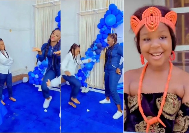 "Kamara won" - Reactions as Actress Chacha Eke engages her 8-year old daughter in a dance competition [VIDEO]