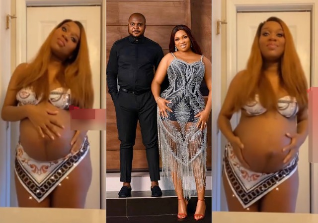 Heavily Pregnant Sandra Iheuwa Shows Off Baby Bump [VIDEO]
