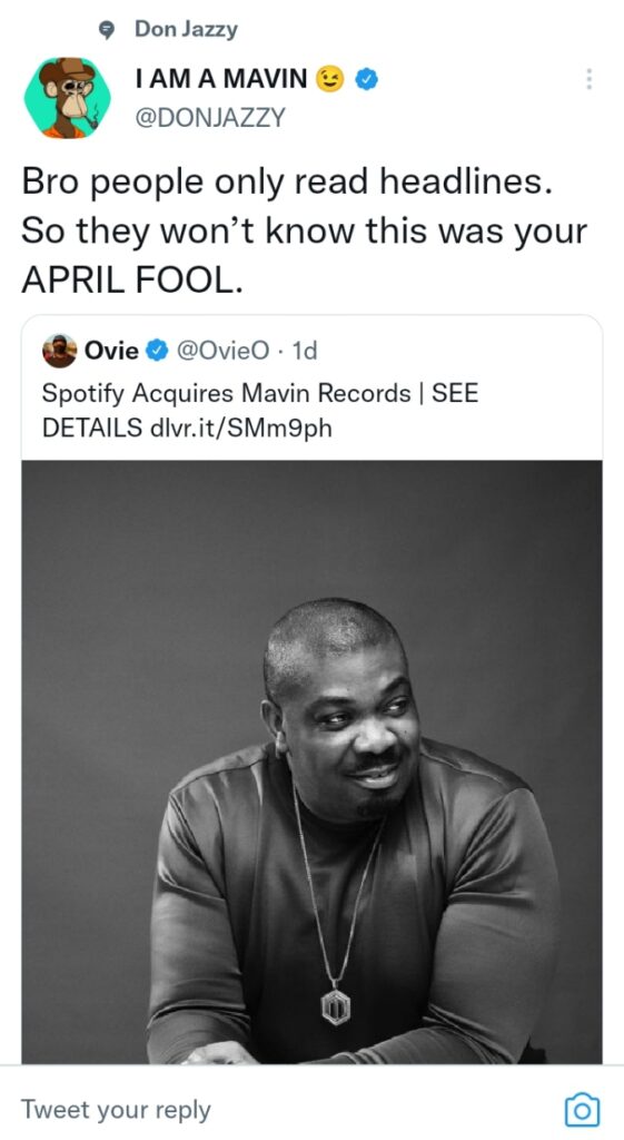 Finally, Don Jazzy Breaks Silence on Report Of Spotify Acquiring Mavin Records