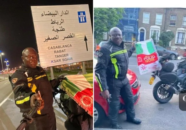 "I heard voices"- Nigerian Man riding bike from UK to Lagos narrates what he faced in Sahara Desert
