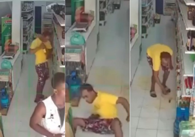 CCTV captures moment thief accidentally broke bottle of wine while trying to sneak it out of a store [Video]