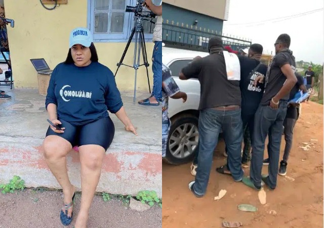 “Dem No Tell You Say I Be Garage Girl” – Furious Nkechi Blessing Yells As She Fights Dirty With Area Boys on A Movie Location [Video]