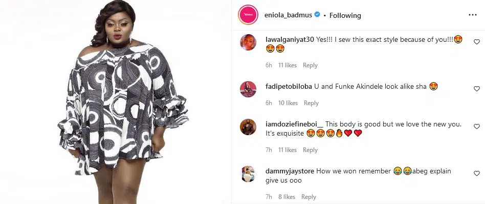 Eniola don dey resemble Tinubu small small– Reactions as Eniola Badmus Shares ‘No Makeup’ Photos
