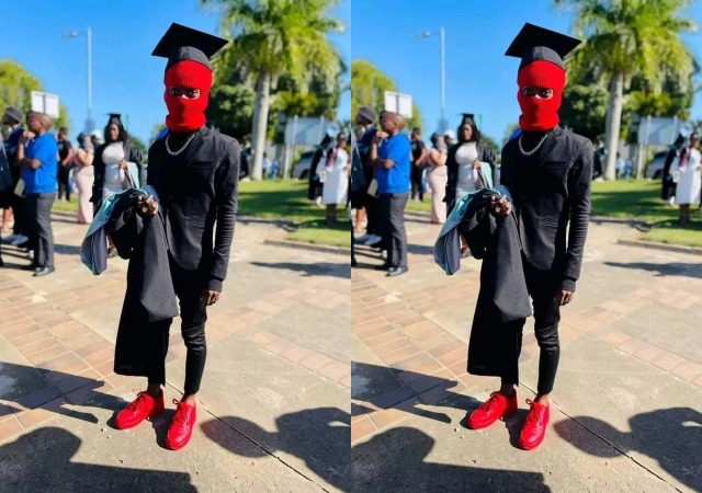 Man hides his face with mask at graduation because he’s allegedly scared of witchcraft/village people
