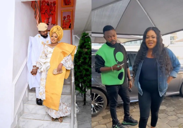 Heavily Pregnant Toyin Abraham shows off hubby and self in the church to quench marriage crisis