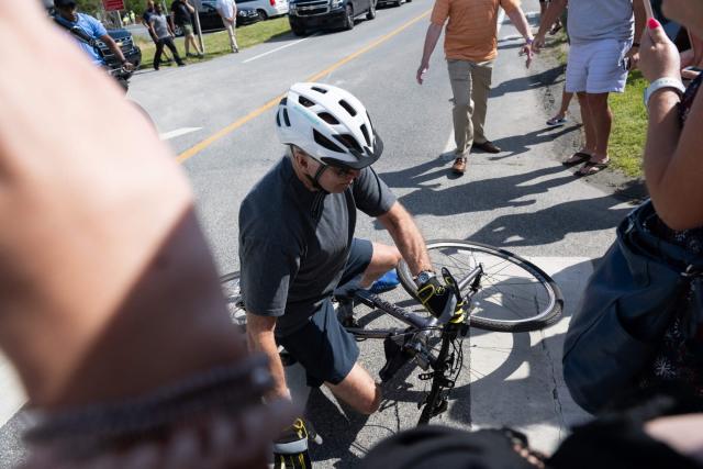 US President Joe Biden Falls off A Bicycle [photos]