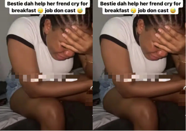 “Nobody to buy pizza again” –reaction as lady cries with her roommate who was served breakfast by boyfriend [Video]