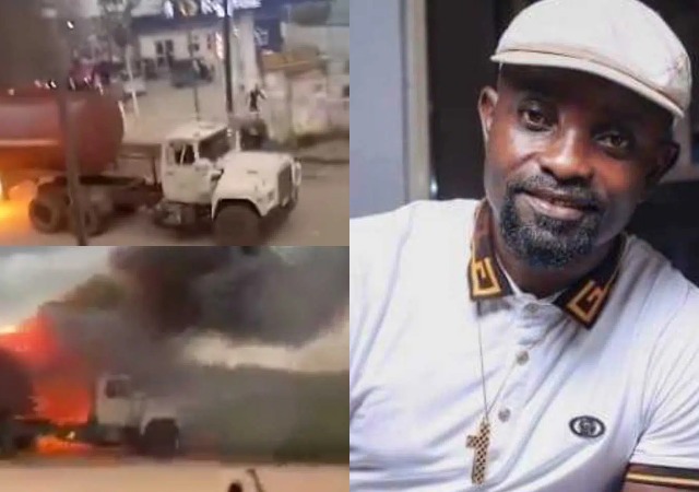 Watch Moment A Truck Driver Risks His Life To Drive A Burning Truck Out Of A Residential Area*