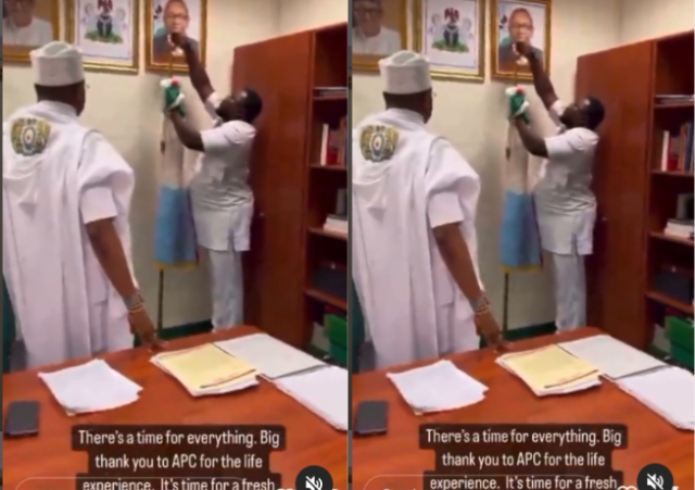 2023: House of Reps member, Shina Peller removes APC flag from his office after dumping the party for Accord Party 