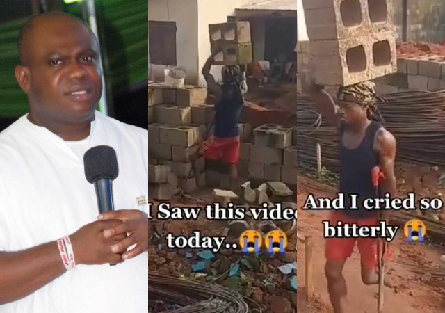 “I want to help him” – Apostle Chibuzor goes in search of disabled man hustling at building site