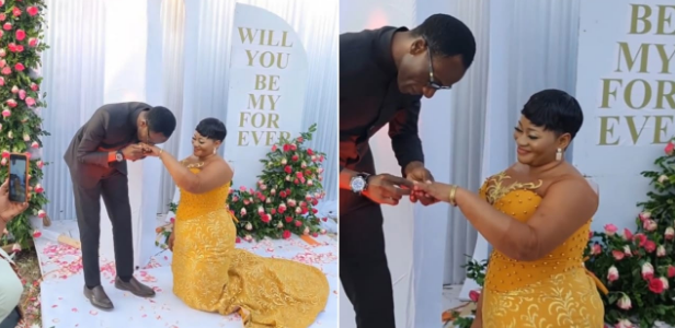 Viral Video of Young Lady Who Went Down On Her Knees as Her Man Proposed To Her