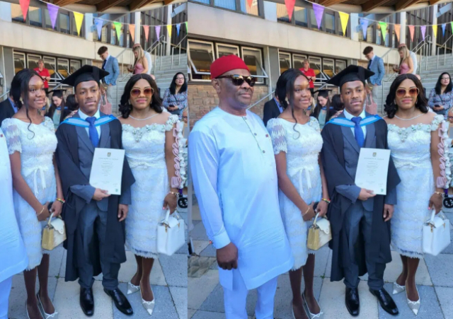 “While The Real Tax Payer Children Are Still At Home” – Reactions as Governor Wike’s Son Graduates in the UK Amidst ASUU Strike