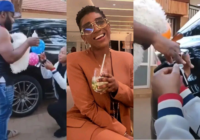 Annie Idibia reacts as lady proposes to her boyfriend with a car [Video]
