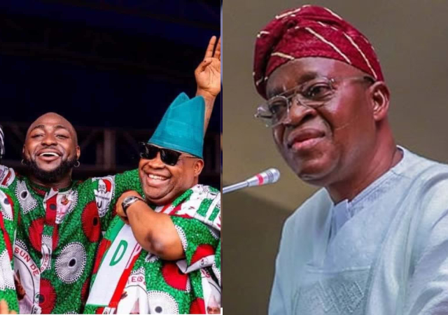 Finally Davido sympathizes with Gov. Oyetola over election loss; sends him message ahead of 2026