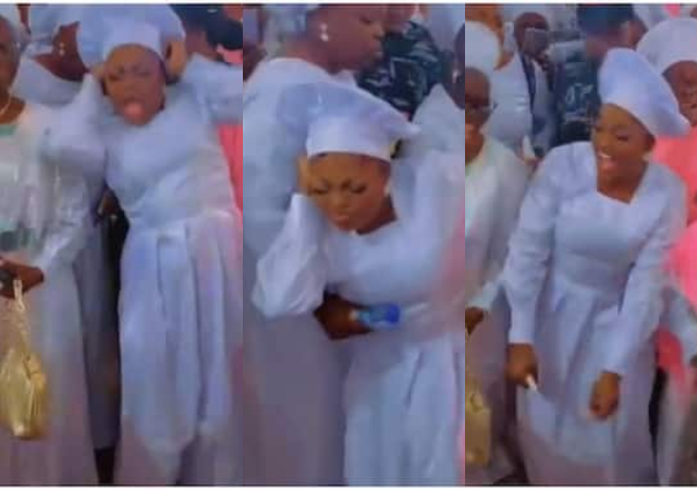 “"Jenifa done carry film enter church, Is This Acting? "– Reactions as Funke Akindele goes into trance in Celestial Church [Video]