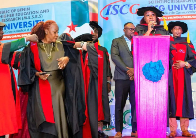 Actress, Ireti Doyle beams with joy as she bags a doctorate degree [Photos]