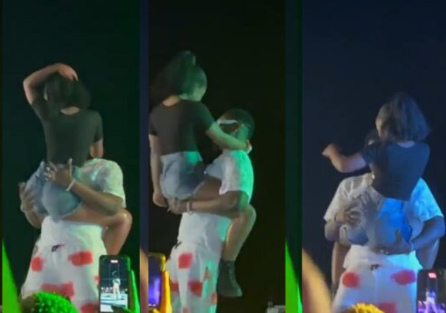 Moment a lady jumped and twerked on Kizz Daniel during his performance in Malawi [Video]