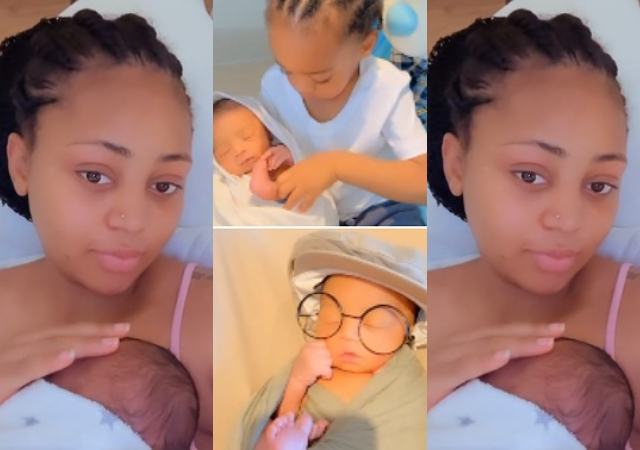 “I Can’t Believe I Birthed The Same Baby Twice” – Regina Daniels Shows Off Her Son, Prince Khalifa’s Face [Video]