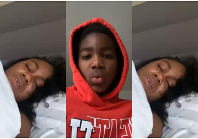 "Either he has bought his own house or Won a lottery"-Timi Dakolo’s Son Trolls Mum, Busola As She Sleeps With Mouth Open