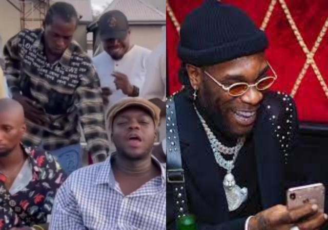 Cute Abiola leaves Burna boy rolling with laughter as he sings his songs in hilarious video