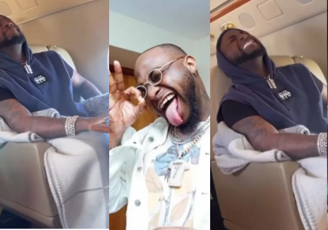 “Dis is when I know say my Oga sabi pray”.”- Davido goes spiritual during turbulent flight [Video]