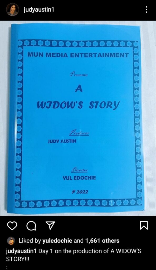 Yul Edochie Is the Director; Judy Austin Stirs Reactions as She Shares Details of Her New Movie ‘A Widow’s Story’