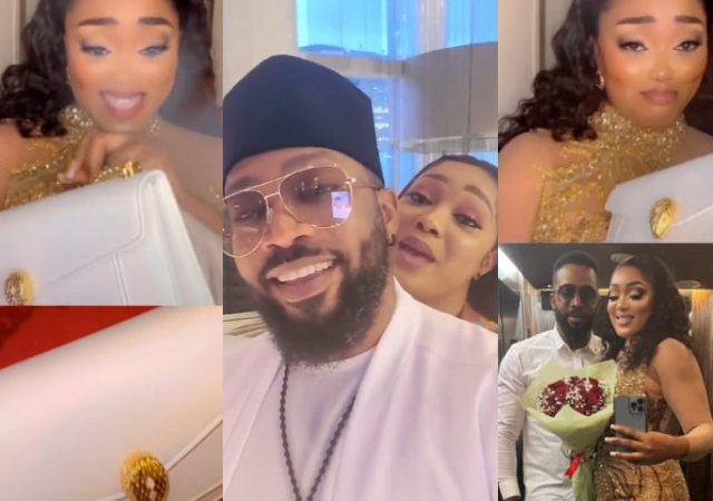 My husband and crown – Peggy Ovire writes heartfelt note for Freddie Leonard as he gifts her a designer bag