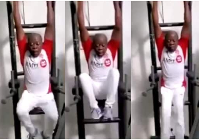 "E go clear for your eyes las las"- Reactions as Video of Oshiomhole Doing Very Strenuous Exercise Trends