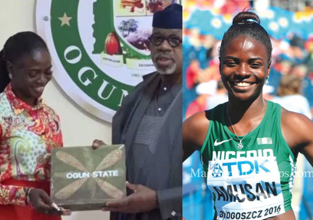Ogun state government appoints Tobi Amusan Ambassador, gifts her N5m and a house [Photos]
