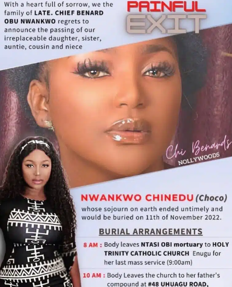 7 Months After She Died, Nollywood Actress Chi Bernards Set For Burial