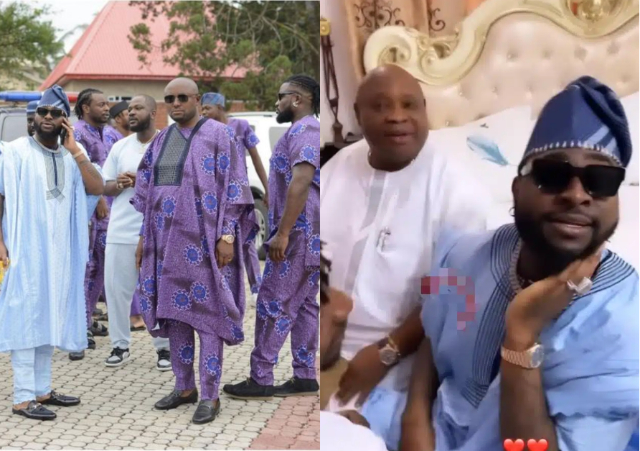 Video: Davido makes first public appearance, spotted with wedding ring in his Uncle’s inauguration