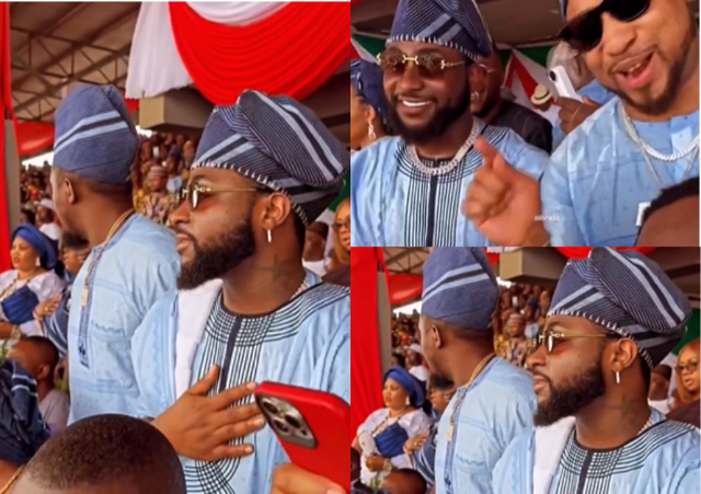 Davido smiles for the first time As His Uncle Finally Gets Inaugurated as Osun State Governor [Video]