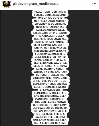 Just In: BBNaija’s Kaisha Umaru is battling mental illness