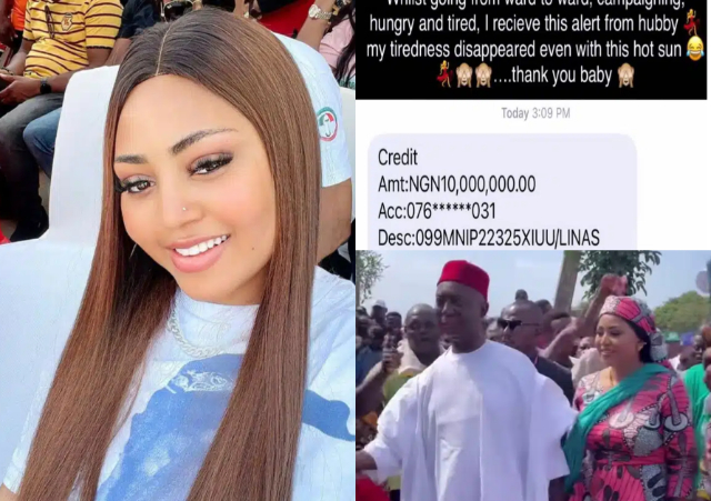 “Thank You Baby" Regina Daniels Speechless As Husband Gifts Her N10M for Supporting His campaign