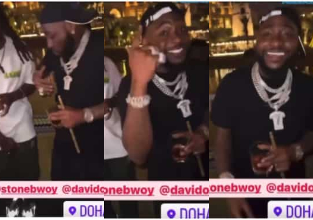 "Our OBO is back"- Reactions to viral video of Davido singing and dancing with Stonebwoy and football agent in Qatar