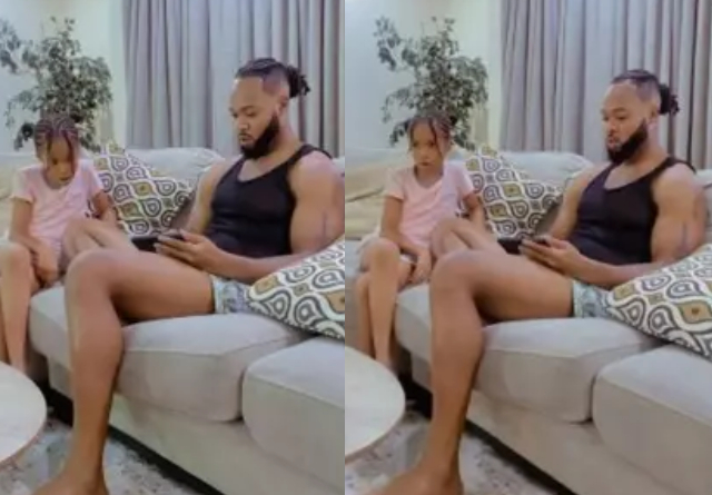 Adorable video of Flavour giving daughter, Sophia a music lesson melts hearts