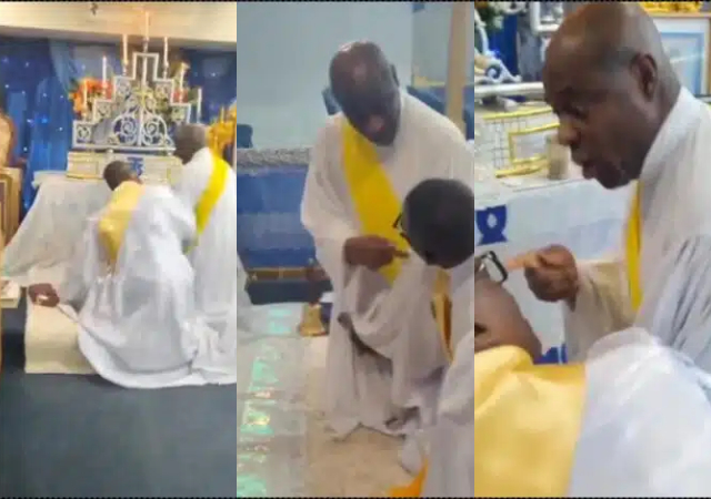 Video of clergymen struggling for who would conduct service in a white garment church goes viral