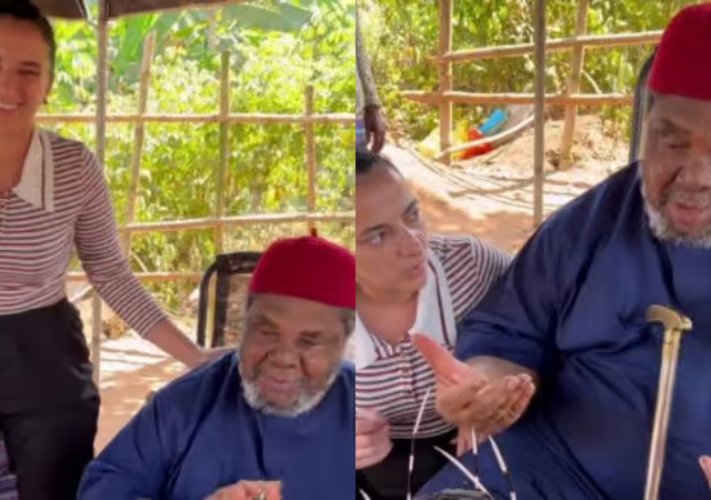 Legend- Viral video of Pete Edochie teaching Oyinbo lady Igbo language stirs reactions