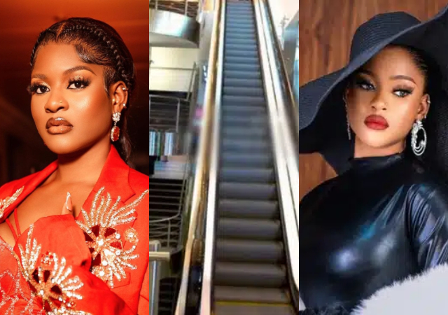 “I can’t risk it; I’m scared” – Moment Phyna fearfully refuses using escalator, opts to use stairs [Video]