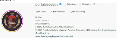 “Wahala! Wahala!! Wahala!!! Just within a year?” Reactions as Portable finally gets verified on Instagram