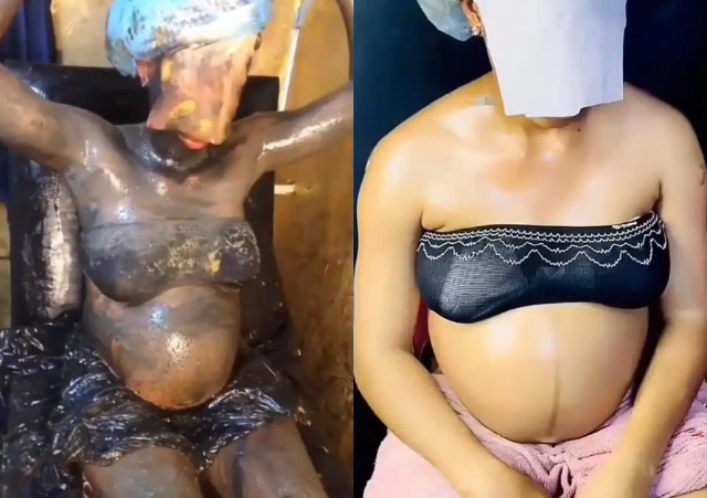 Heavily Pregnant Woman Undergoes Chemical Bleaching tagged lightning glow bath [Video]
