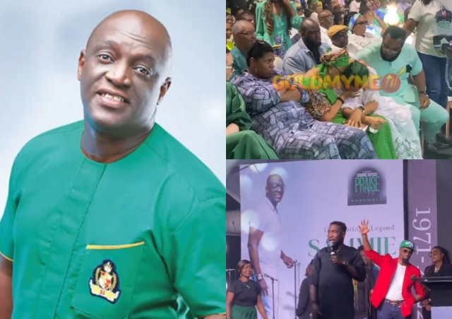 Sammie Okposo's Wife Weeps Endlessly While Watching Him on Screen at His Farewell Praise Party [Video]