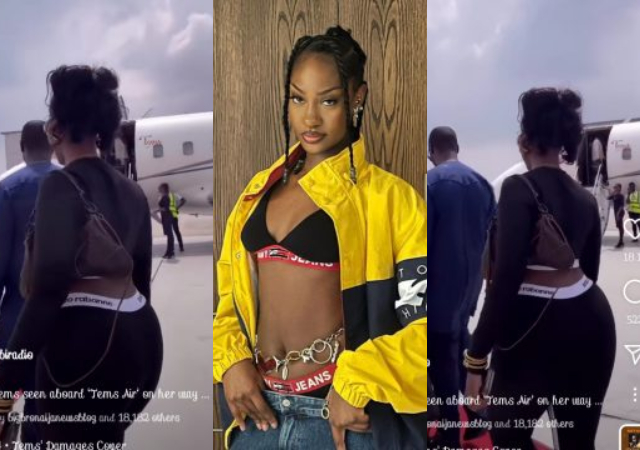 “Omo this girl body is fire, God bless the camera guy - Fans gushes over Tems body shape as she Jets out to Abuja for her concert [Video]