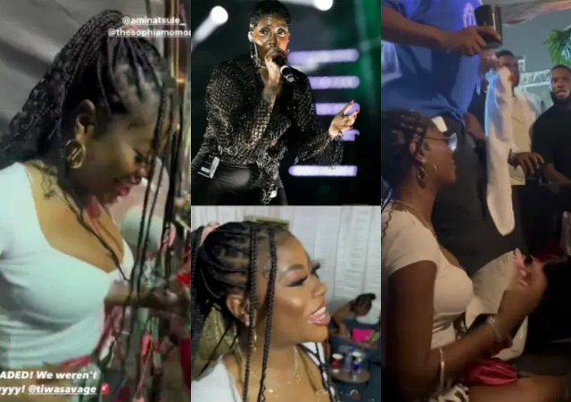 Bestie goals- Sophia Momodu stuns fans with her move on stage during Tiwa Savage’s performance in Ghana- [Video]