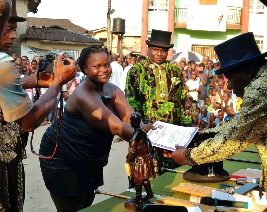 Photos of Three young virgins initiated into womanhood in Rivers community