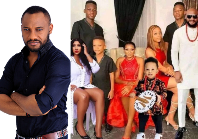 “May Zukwanike”- Actor Yul Edochie warns wife, May as he reacts to a photoshopped family photo