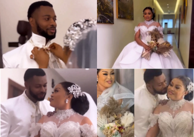 First photos and video from actress, Nkiru Sylvanus ongoing white wedding