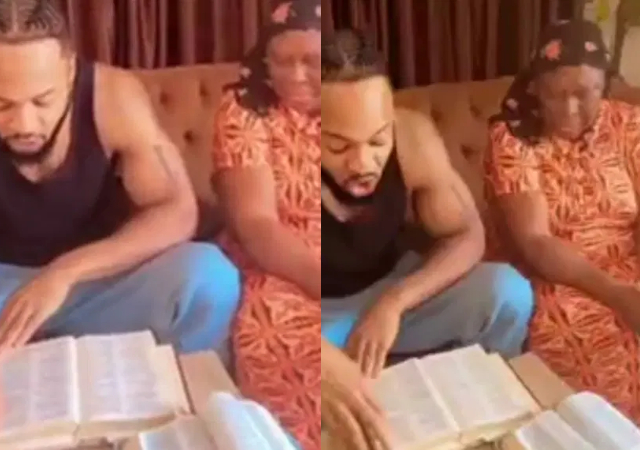 Even the way he's reading the Bible self am hearing some Ukwu in his voice- Reactions as video of Flaovur reading bible goes viral