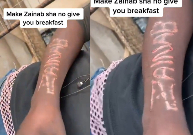 Pepper seller gets girlfriend's name tattooed on his arm [video]